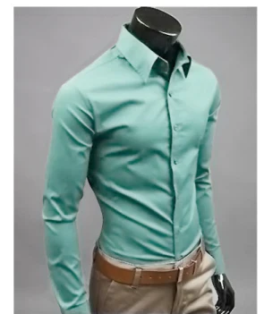 Men's Slim Fit Cotton Down Shirt Summer Business Formal Shirt
