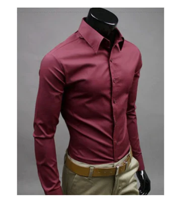 Men's Slim Fit Cotton Down Shirt Summer Business Formal Shirt