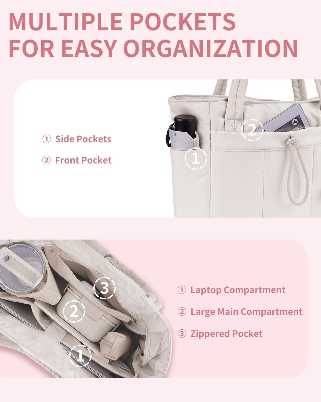 Quilted Tote Bag for Women | Water-Resistant 4