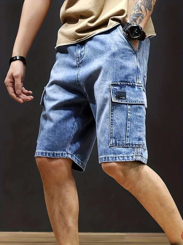 Men's Denim Cargo Shorts Cotton Casual Summer Shorts