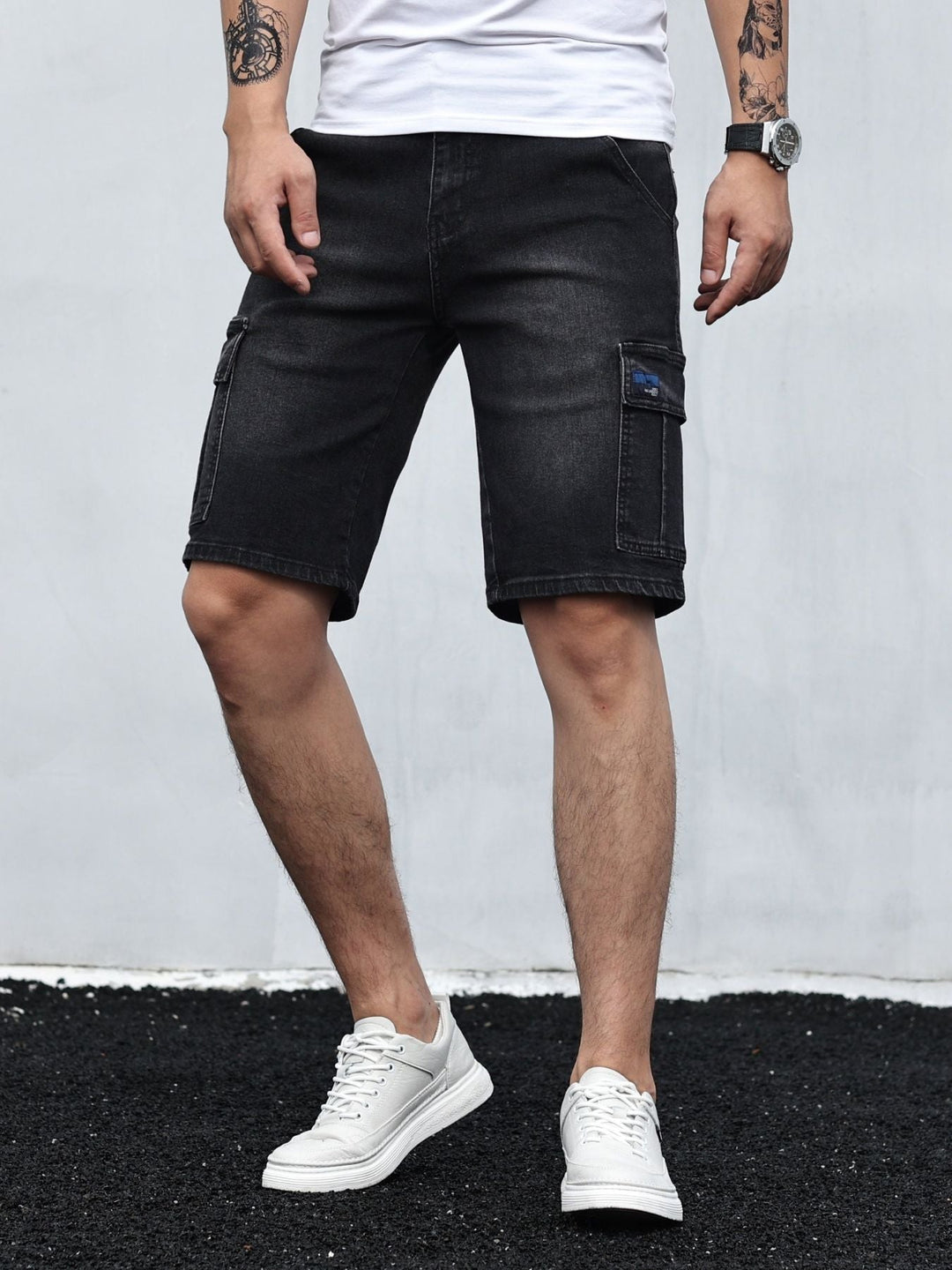 Men's Denim Cargo Shorts Cotton Casual Summer Shorts
