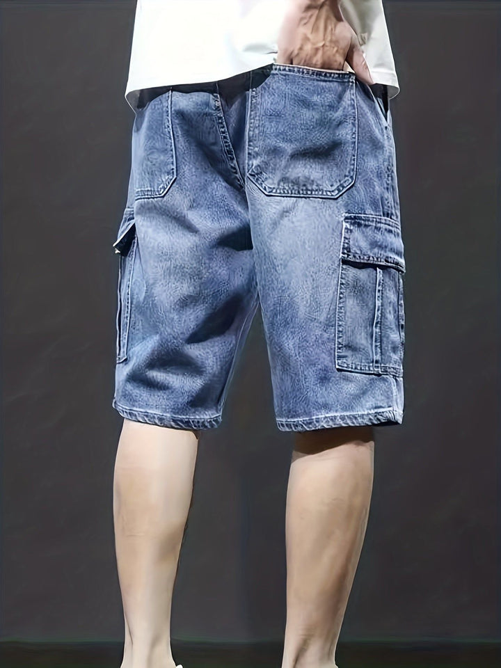 Men's Denim Cargo Shorts Cotton Casual Summer Shorts