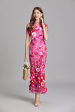 Embroidered Mesh Maxi Dress Women's Floral Lace Occasion Gown