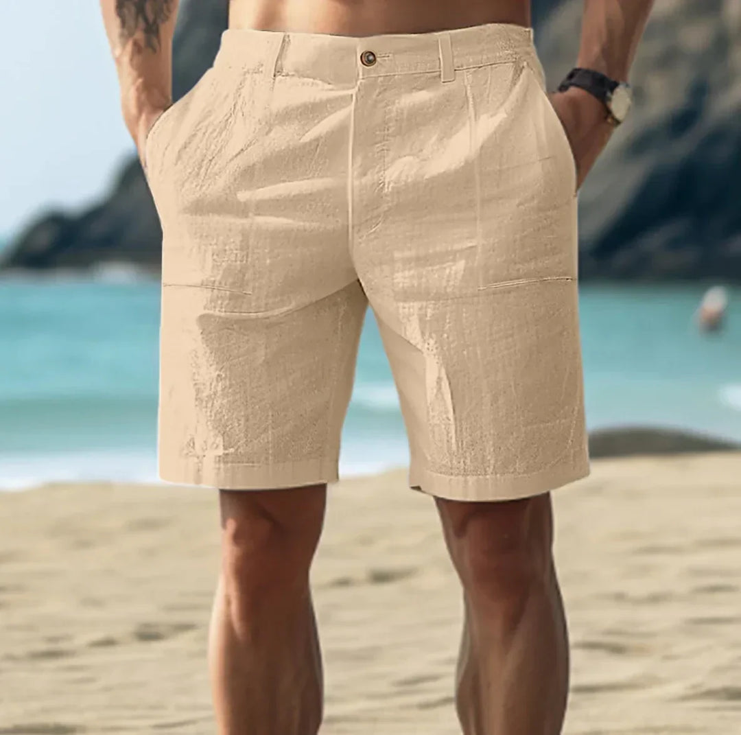 Men's Linen Summer Shorts Casual Lightweight Beachwear