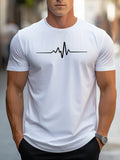 T-Shirt Men's Cotton Graphic Heartbeat Tee Summer Casual Crew Neck Tops