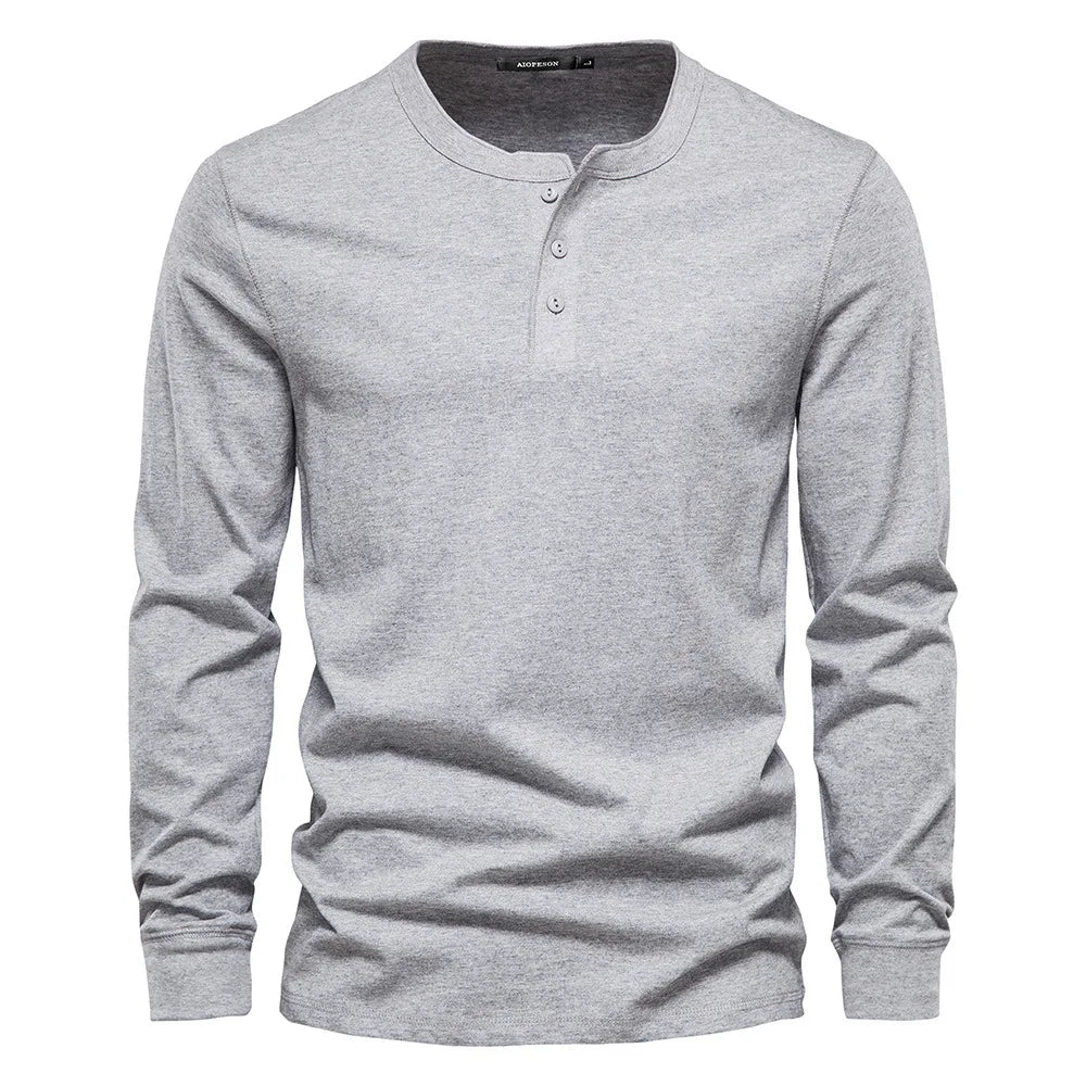 Men's Lightweight Henley Long Sleeve Shirt for Summer