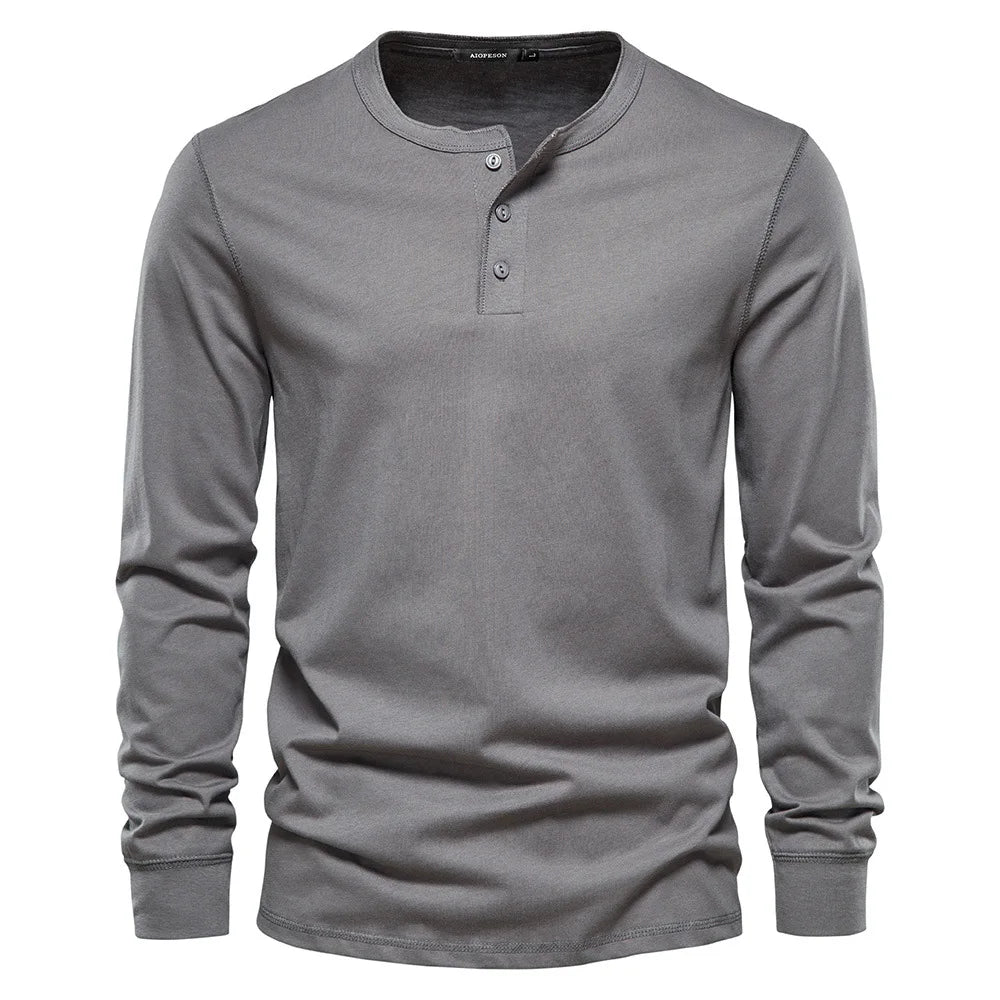 Men's Lightweight Henley Long Sleeve Shirt for Summer