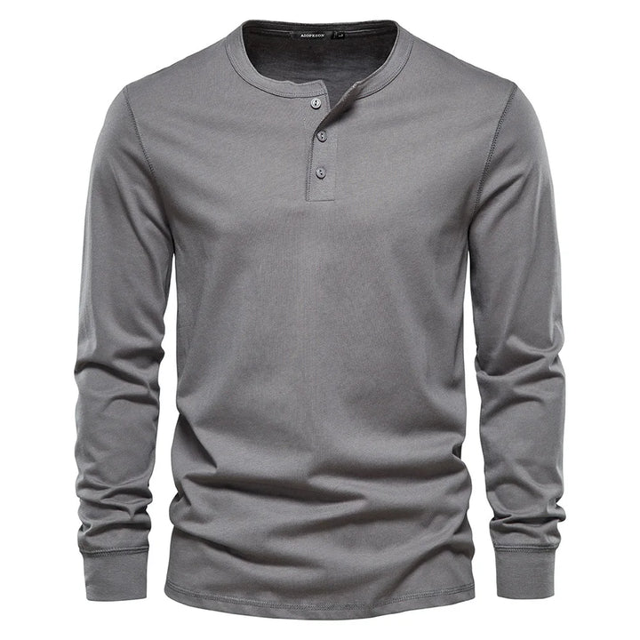 Men's Lightweight Henley Long Sleeve Shirt for Summer