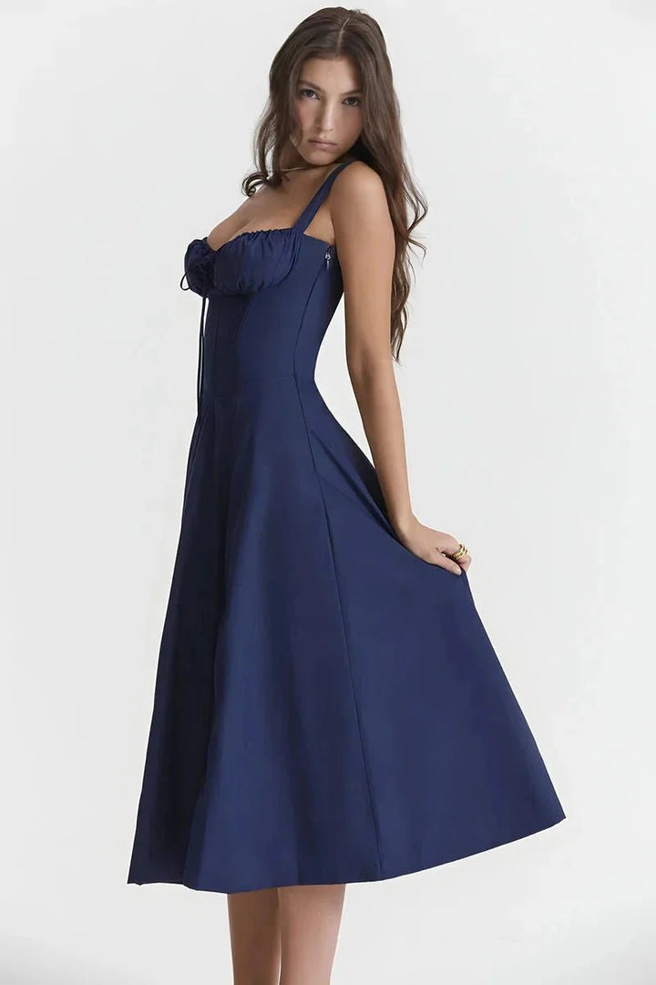 Women's Breathable Corset Midi Dress A-Line Sun Dress