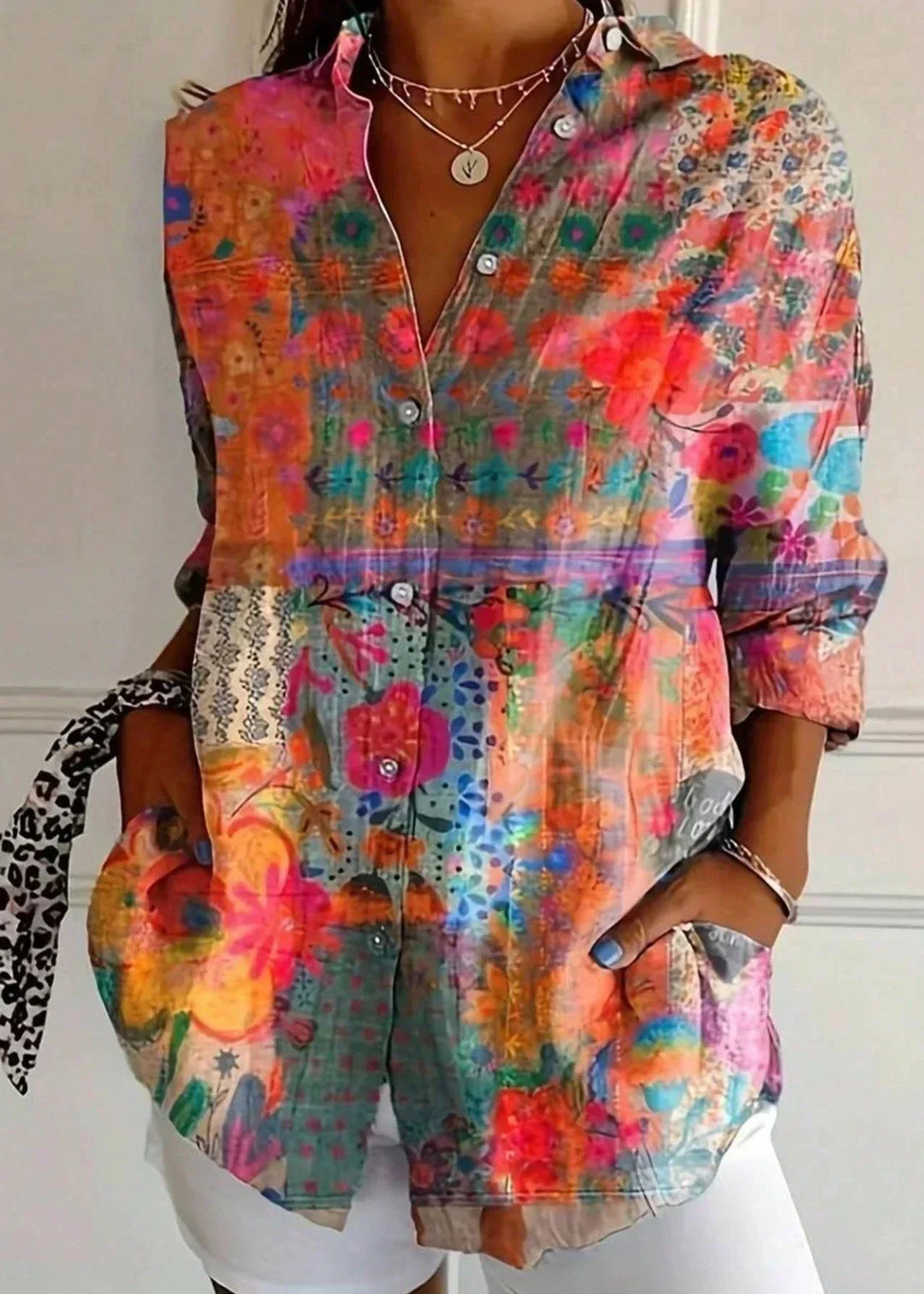 Cotton Button Up Printed Blouse for Australian Summer Casual Wear