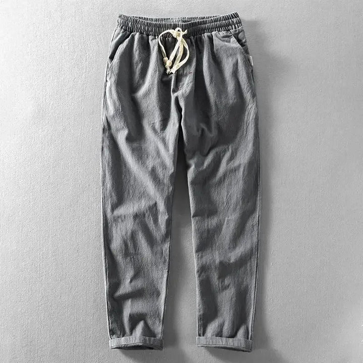 Linen Trousers Men's Summer Casual Drawstring Relaxed Fit Pants