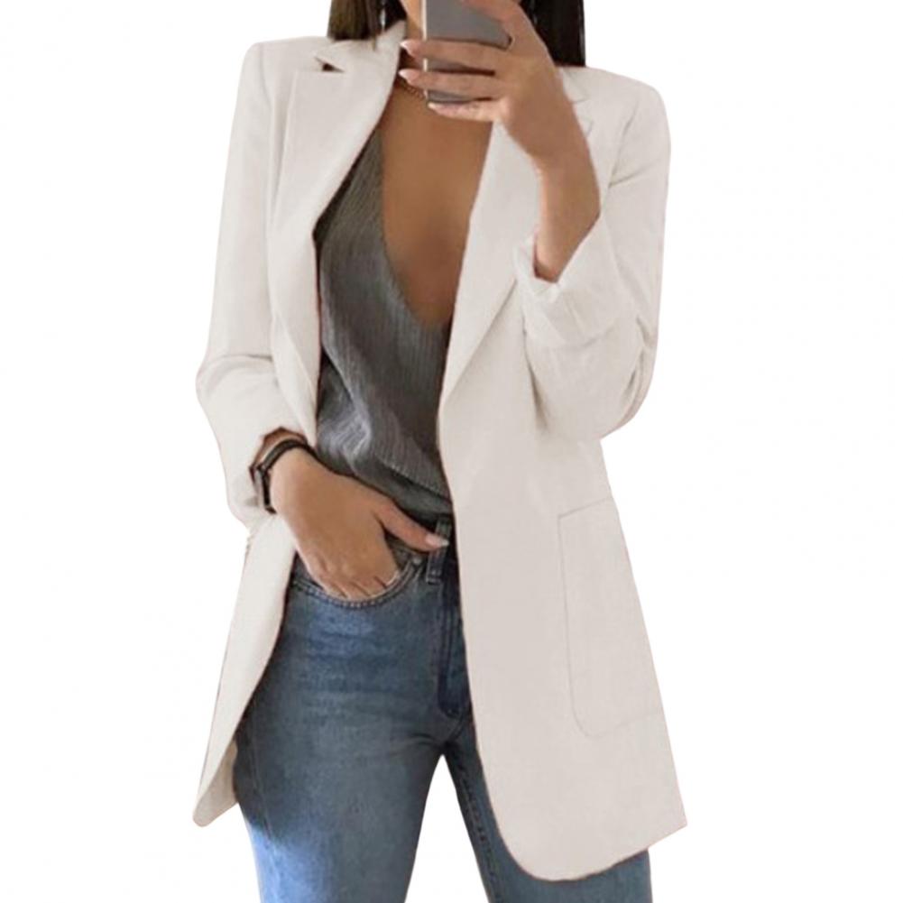 Women's Linen Blend Lightweight Open Front Blazer Jacket