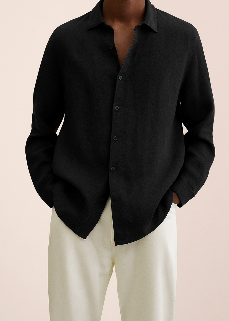 Men's Cotton Long Sleeve Shirt Summer Casual Breathable Top