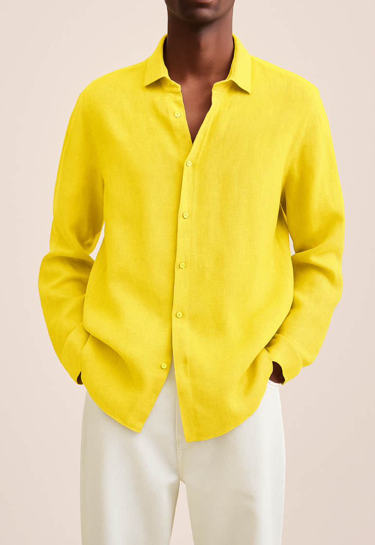 Men's Cotton Long Sleeve Shirt Summer Casual Breathable Top