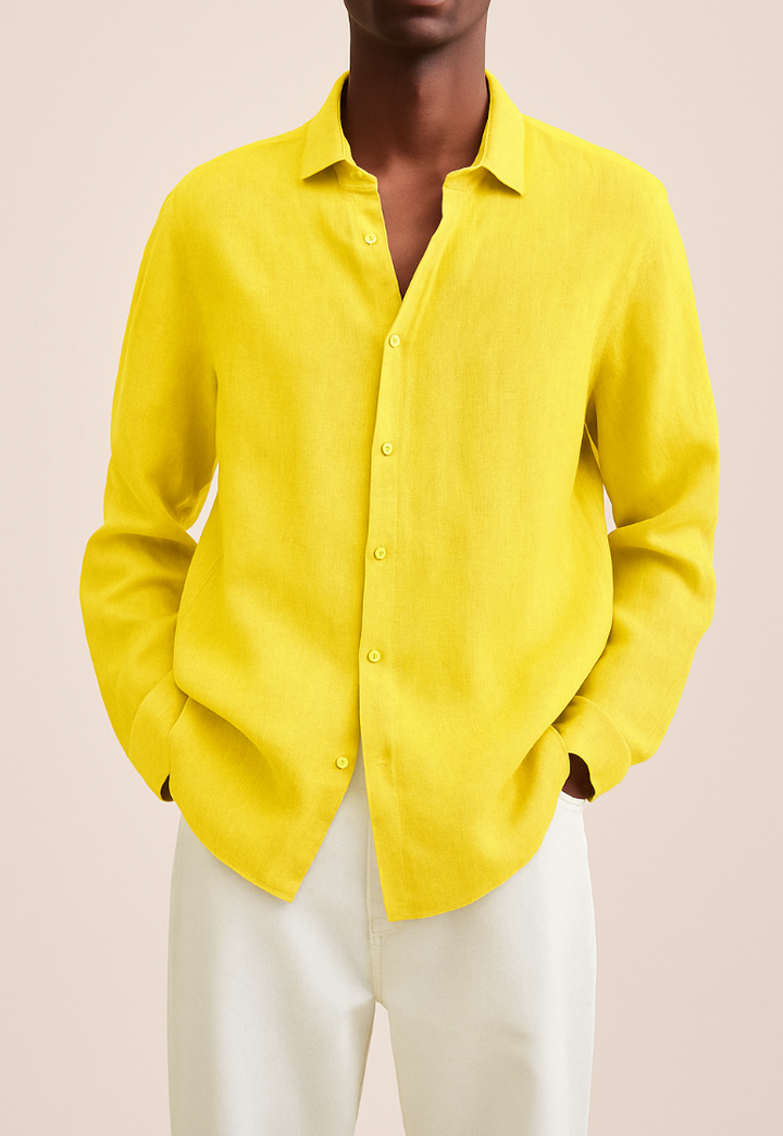 Men's Cotton Long Sleeve Shirt Summer Casual Breathable Top