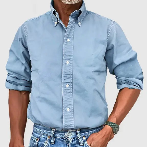 Oxford Shirt Cotton Button-Down Long Sleeve Casual Summer Men's Top