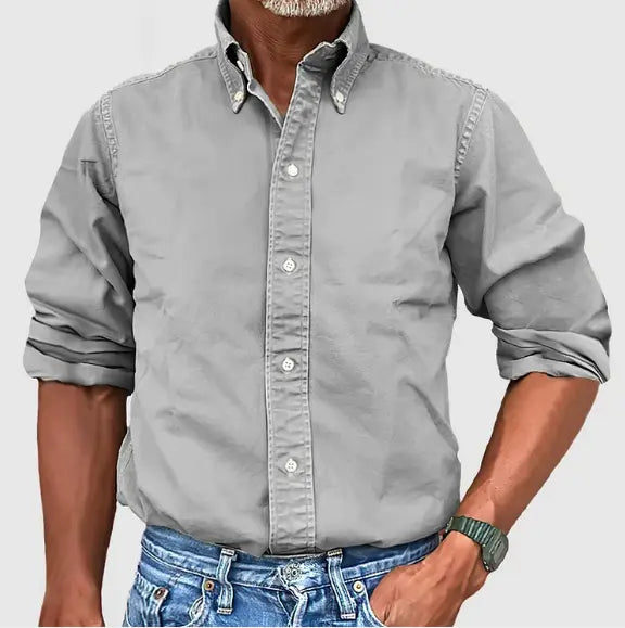 Oxford Shirt Cotton Button-Down Long Sleeve Casual Summer Men's Top