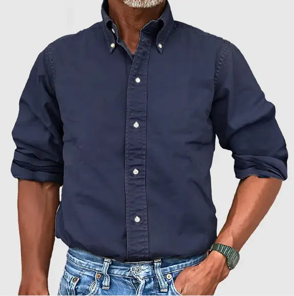 Oxford Shirt Cotton Button-Down Long Sleeve Casual Summer Men's Top