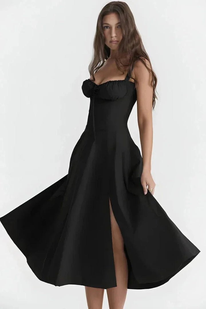 Women's Breathable Corset Midi Dress A-Line Sun Dress