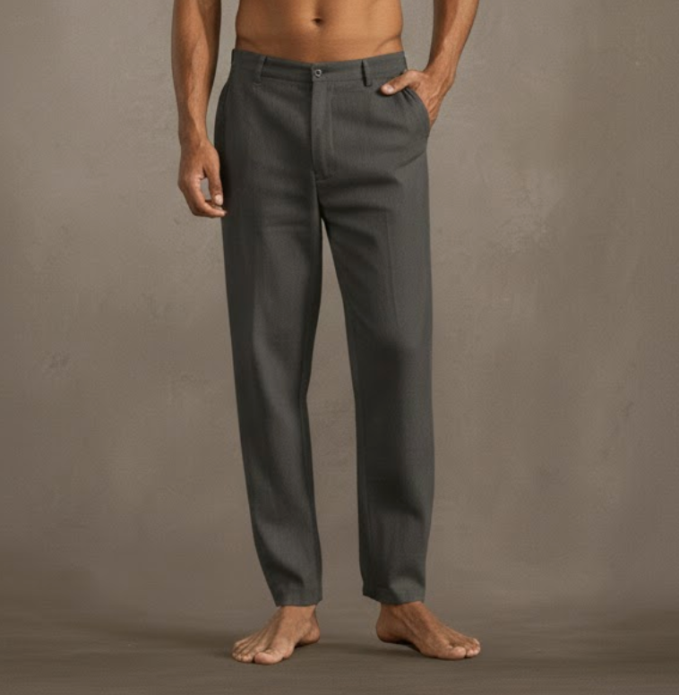 Men's Summer Linen Trousers Straight Leg Casual Pants