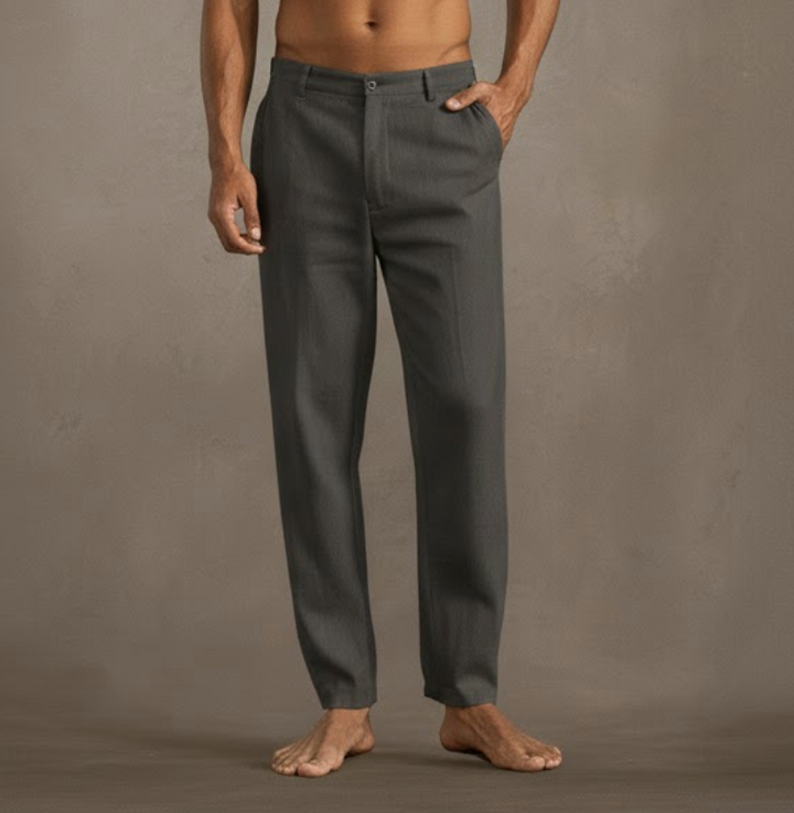 Men's Summer Linen Trousers Straight Leg Casual Pants