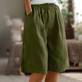 Women's Summer Cotton Linen Relaxed Fit Bermuda Shorts