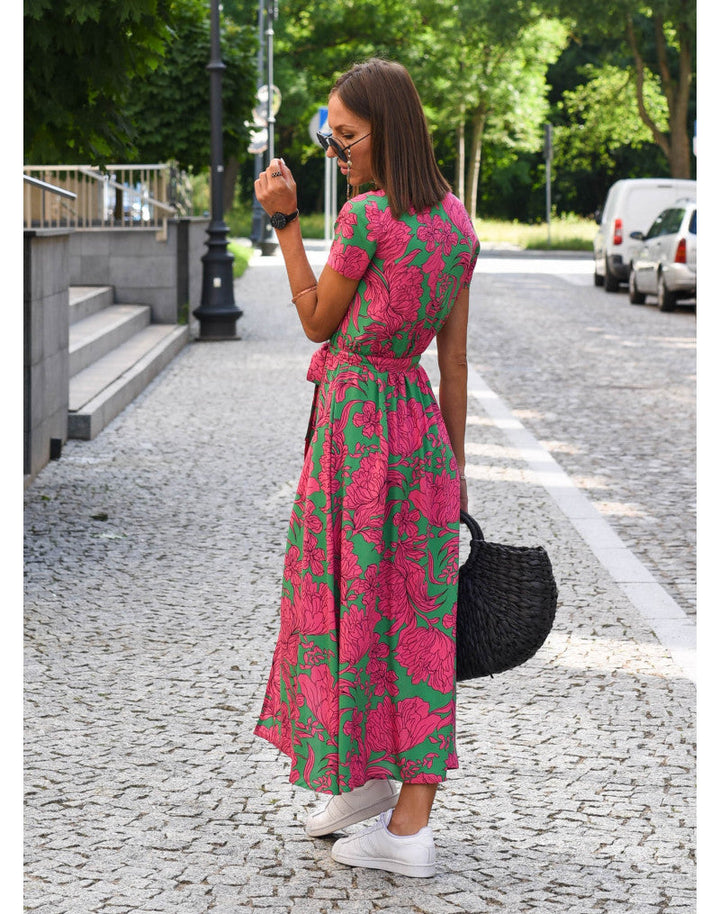Women's Summer Cotton Floral Maxi Wrap Dress