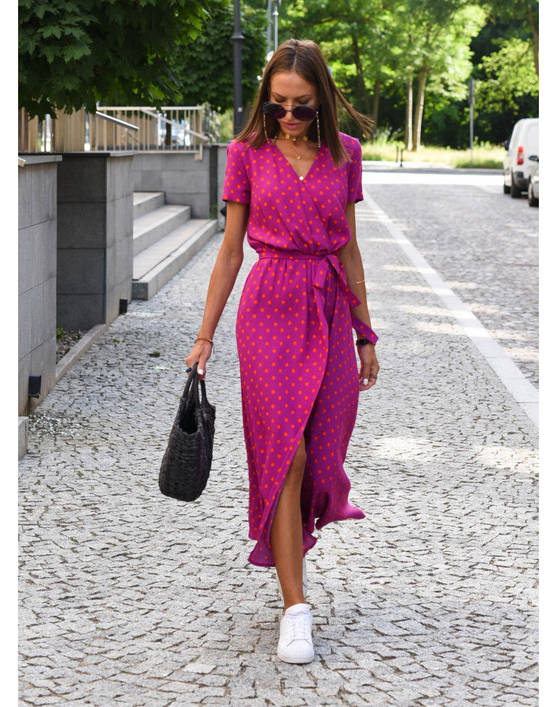 Women's Summer Cotton Floral Maxi Wrap Dress