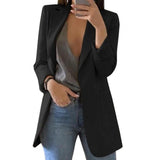 Women's Linen Blend Lightweight Open Front Blazer Jacket