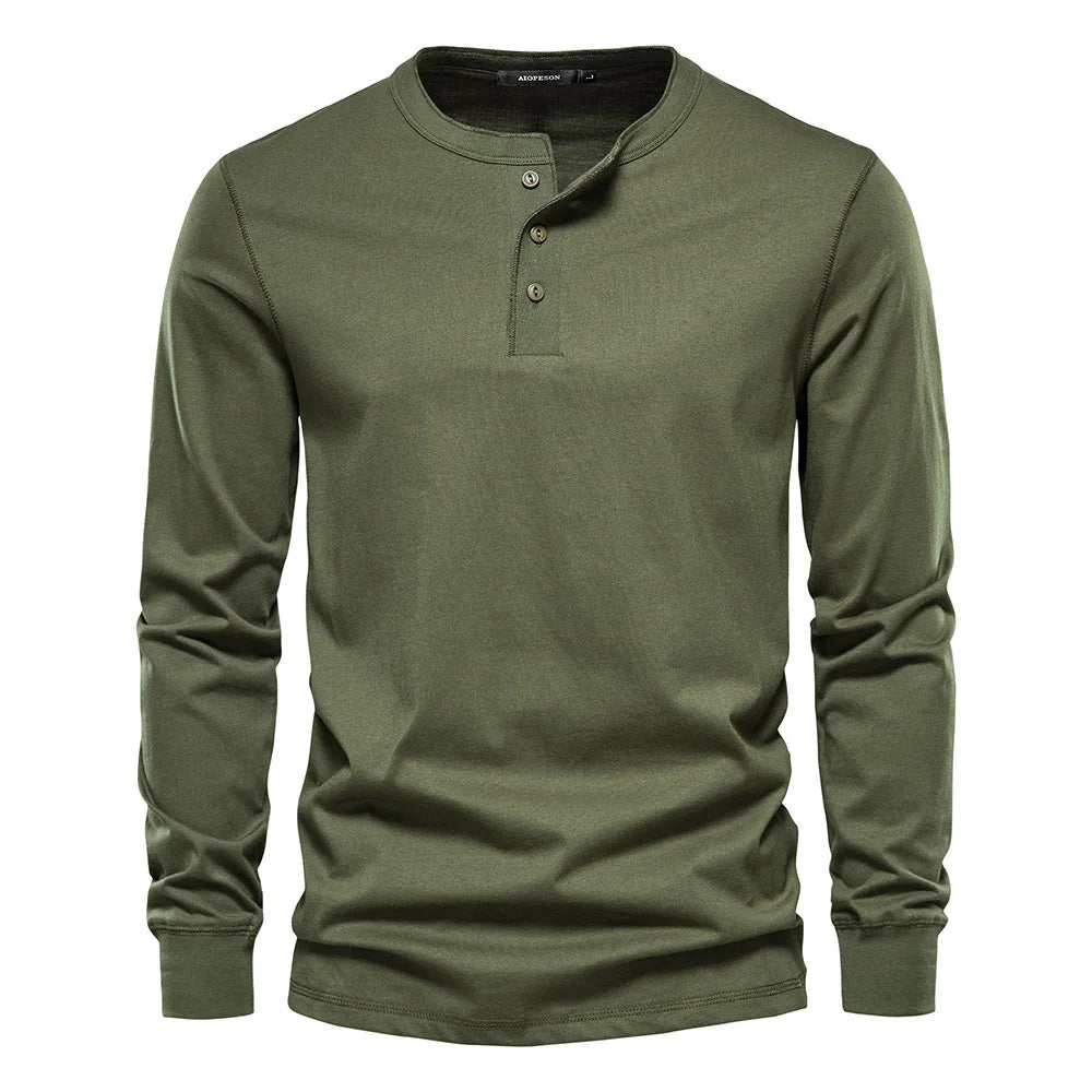 Men's Lightweight Henley Long Sleeve Shirt for Summer