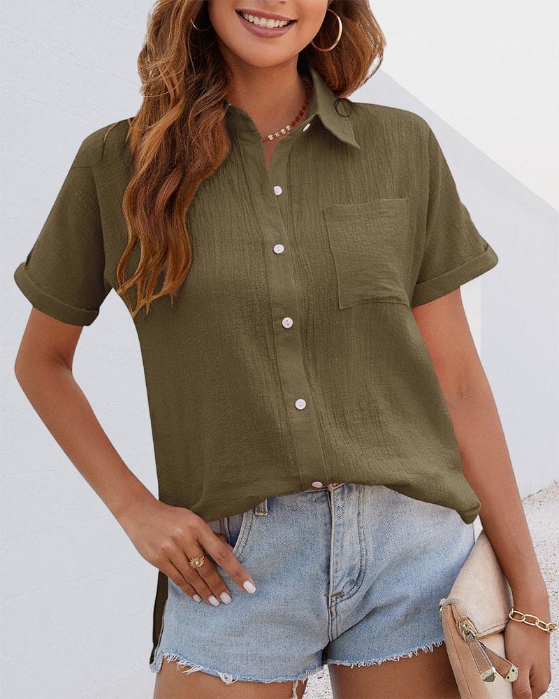Short Sleeve Blouse For Women | Summer | Army Green