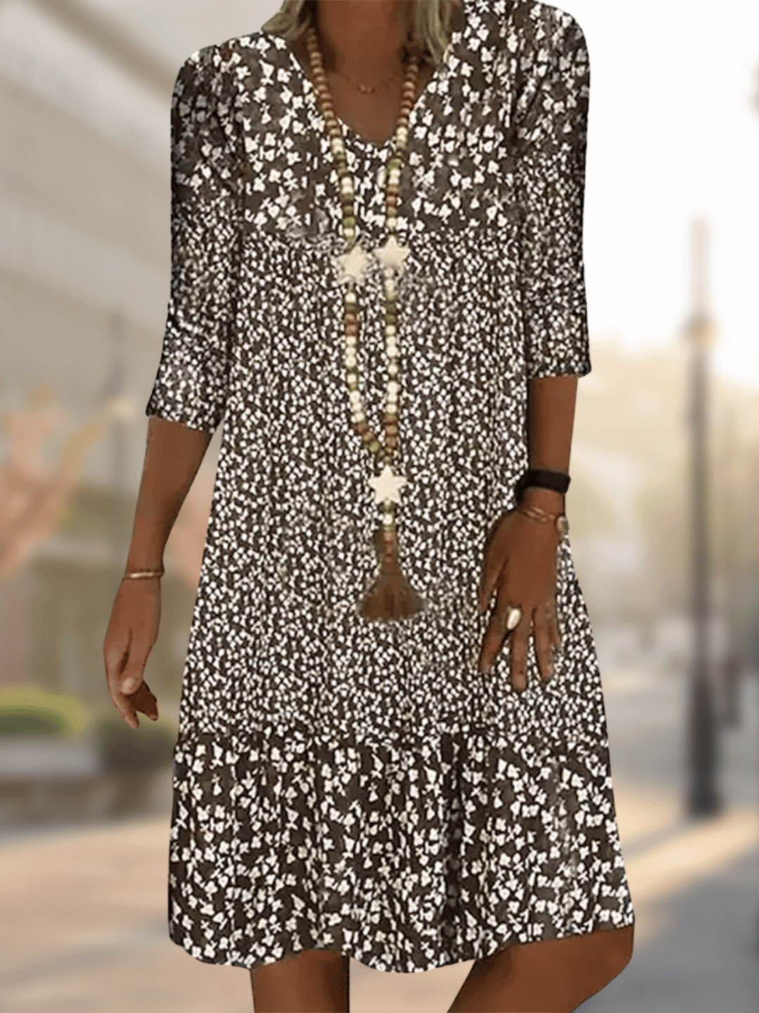 Short Sleeve Maxi Dress for Women | Comfortable Fit | Brown