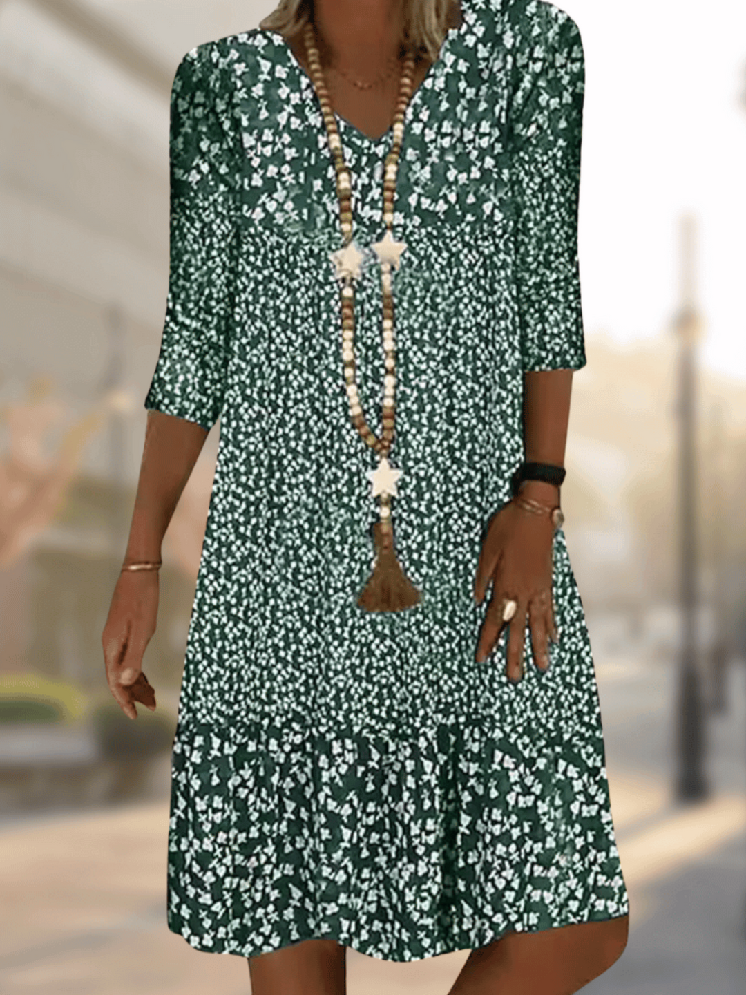 Short Sleeve Maxi Dress for Women | Comfortable Fit | Green