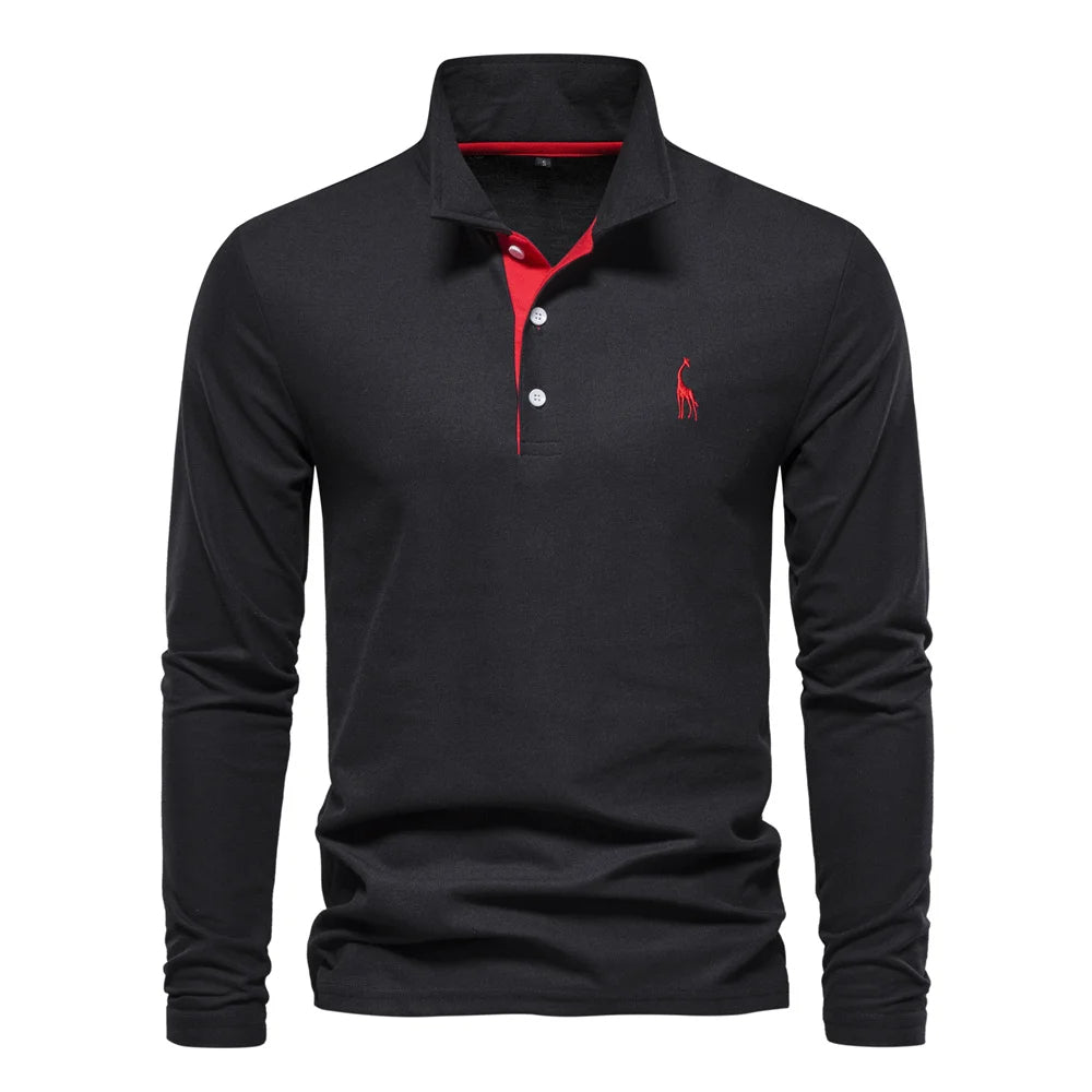 Men's Long Sleeve Polo Shirt Lightweight Breathable Casual Top