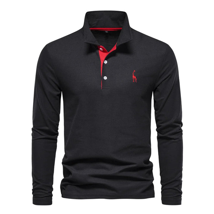 Men's Long Sleeve Polo Shirt Lightweight Breathable Casual Top