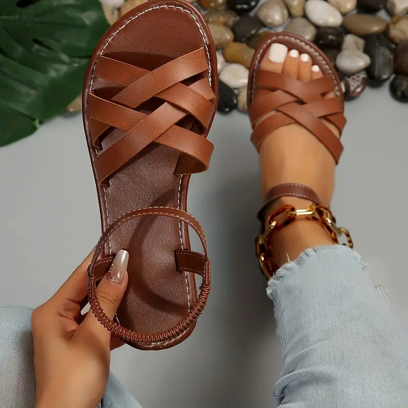 Summer Leather Strappy Sandals for Women