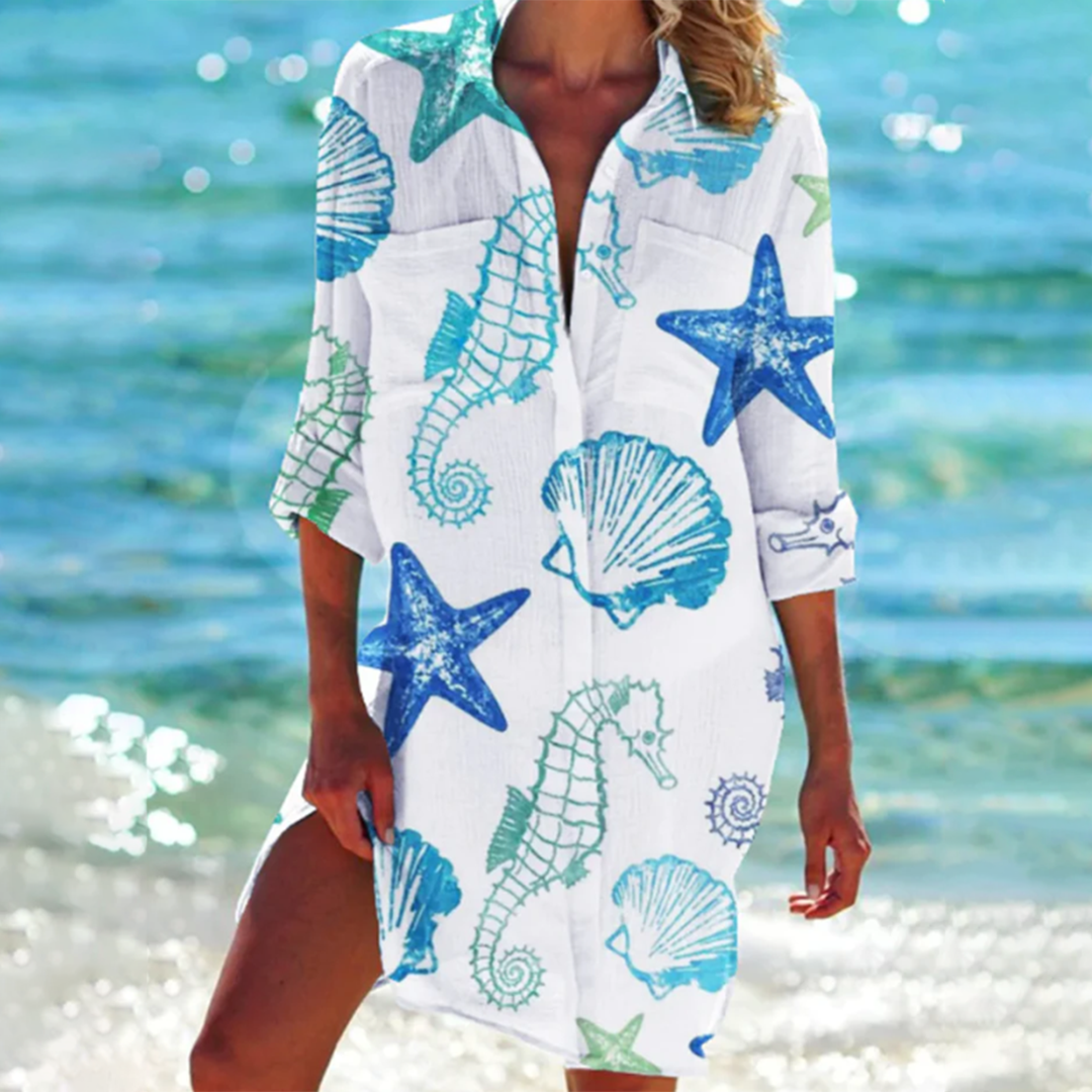 Cotton Long Sleeve Tie Dye Beach Shirt for Women Summer Activewear