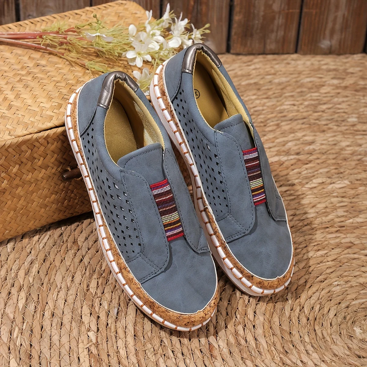 Women’s Leather Slip-On Loafers Breathable Summer Shoes