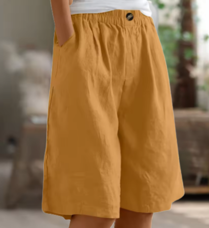 Women's Summer Cotton Linen Relaxed Fit Bermuda Shorts