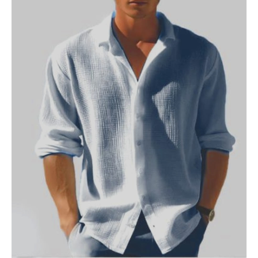 Men's Summer Cotton Textured Breathable Casual Long Sleeve Shirt