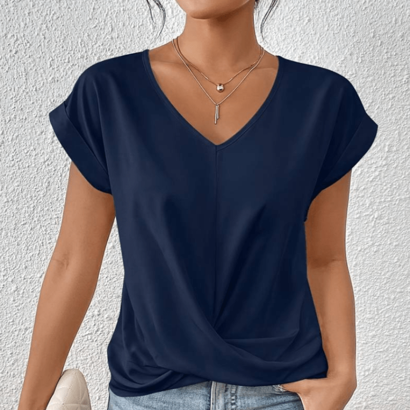 V-Neck Top For Women | Hip-Length | Navy 