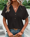 Women's Knit V-Neck Short Sleeve Top Casual Tee T-Shirt