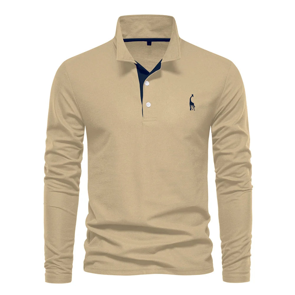 Men's Long Sleeve Polo Shirt Lightweight Breathable Casual Top