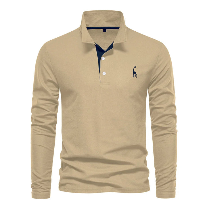 Men's Long Sleeve Polo Shirt Lightweight Breathable Casual Top