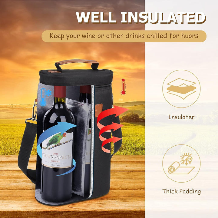 Wine Cooler Bag for Men & Women | Insulated Dual-Bottle Carrier 5