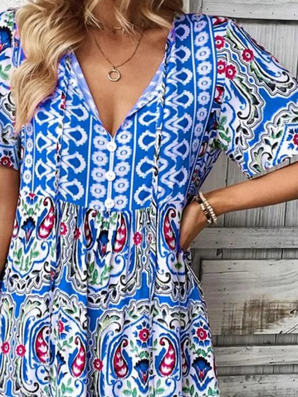 V-Neck Boho Mini Dress for Australian Summer Casual Wear