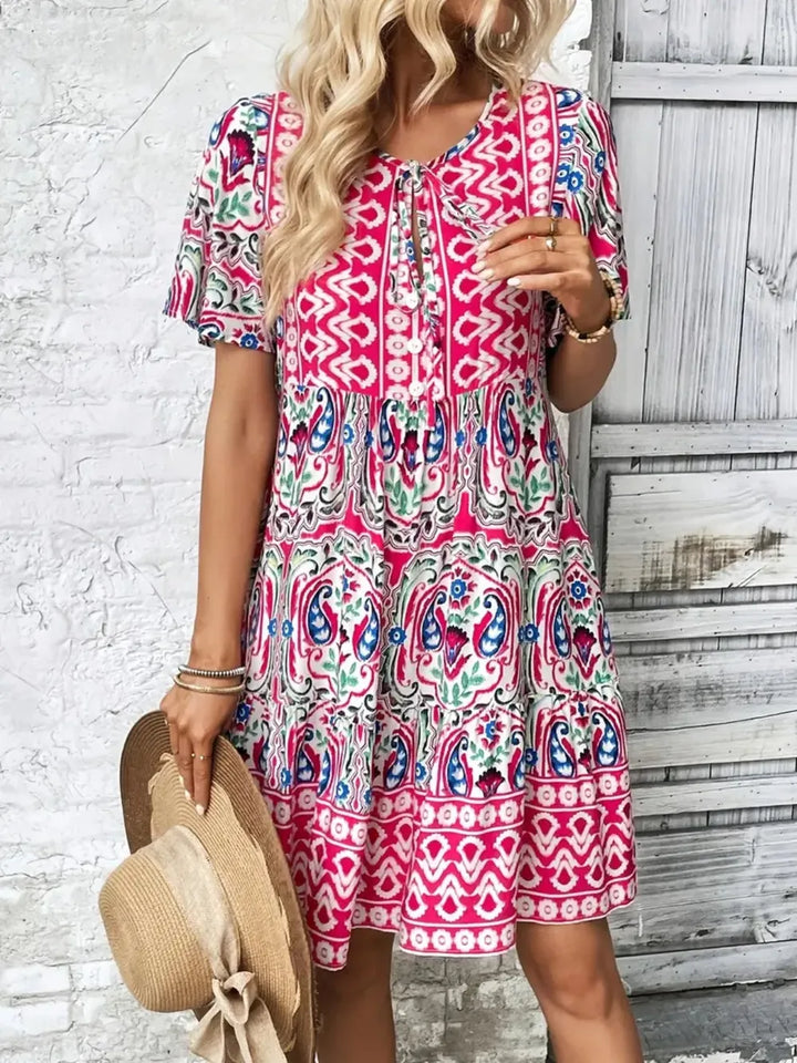 V-Neck Boho Mini Dress for Australian Summer Casual Wear