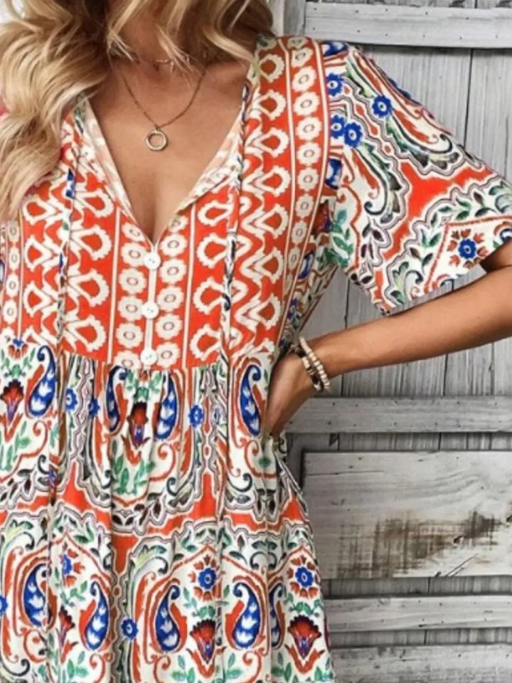 V-Neck Boho Mini Dress for Australian Summer Casual Wear