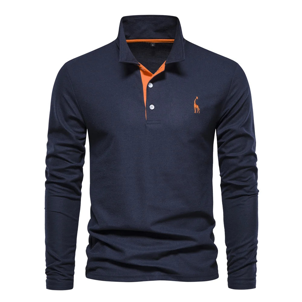 Men's Long Sleeve Polo Shirt Lightweight Breathable Casual Top