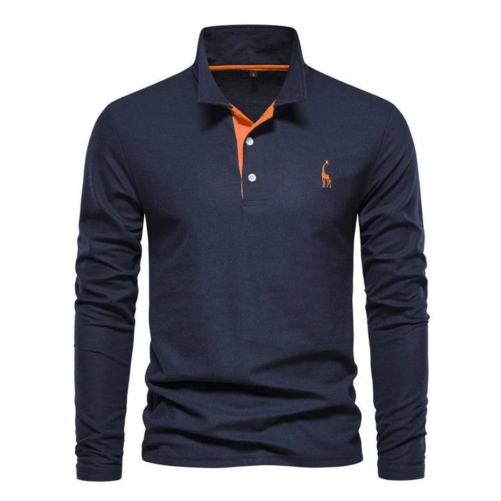 Men's Long Sleeve Polo Shirt Lightweight Breathable Casual Top